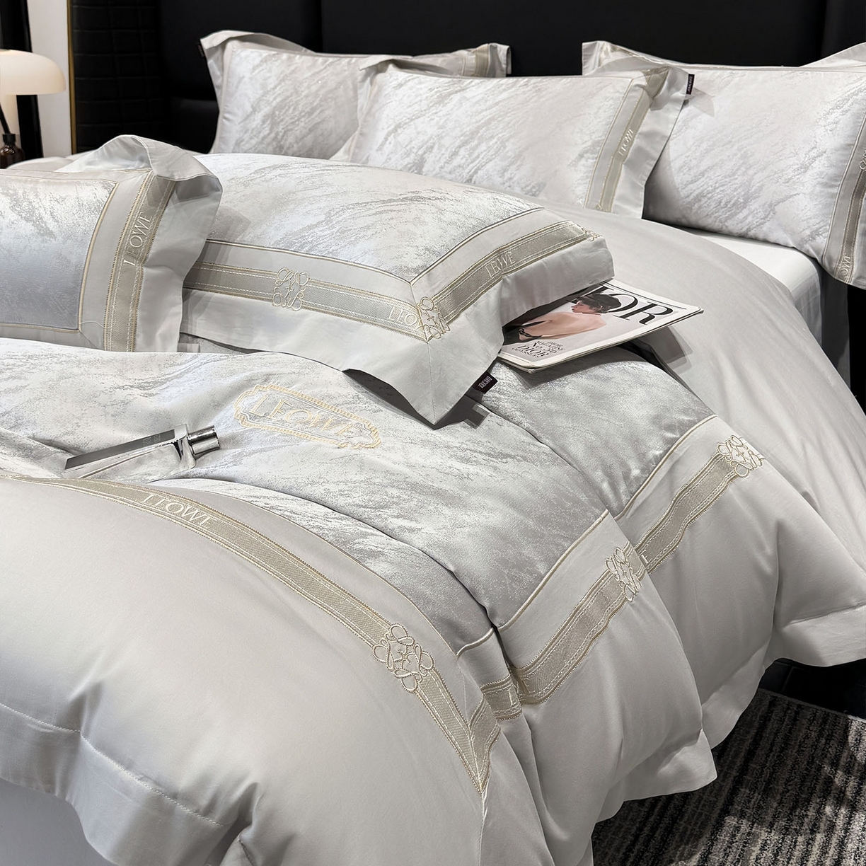 91家纺网 家纺一手货源 找家纺 （总）爱妮菲家纺 2026春夏新品高端A类贡缎提花长绒棉纯棉四件套100全棉提花被套床单床笠高级感床上用品-慕笙