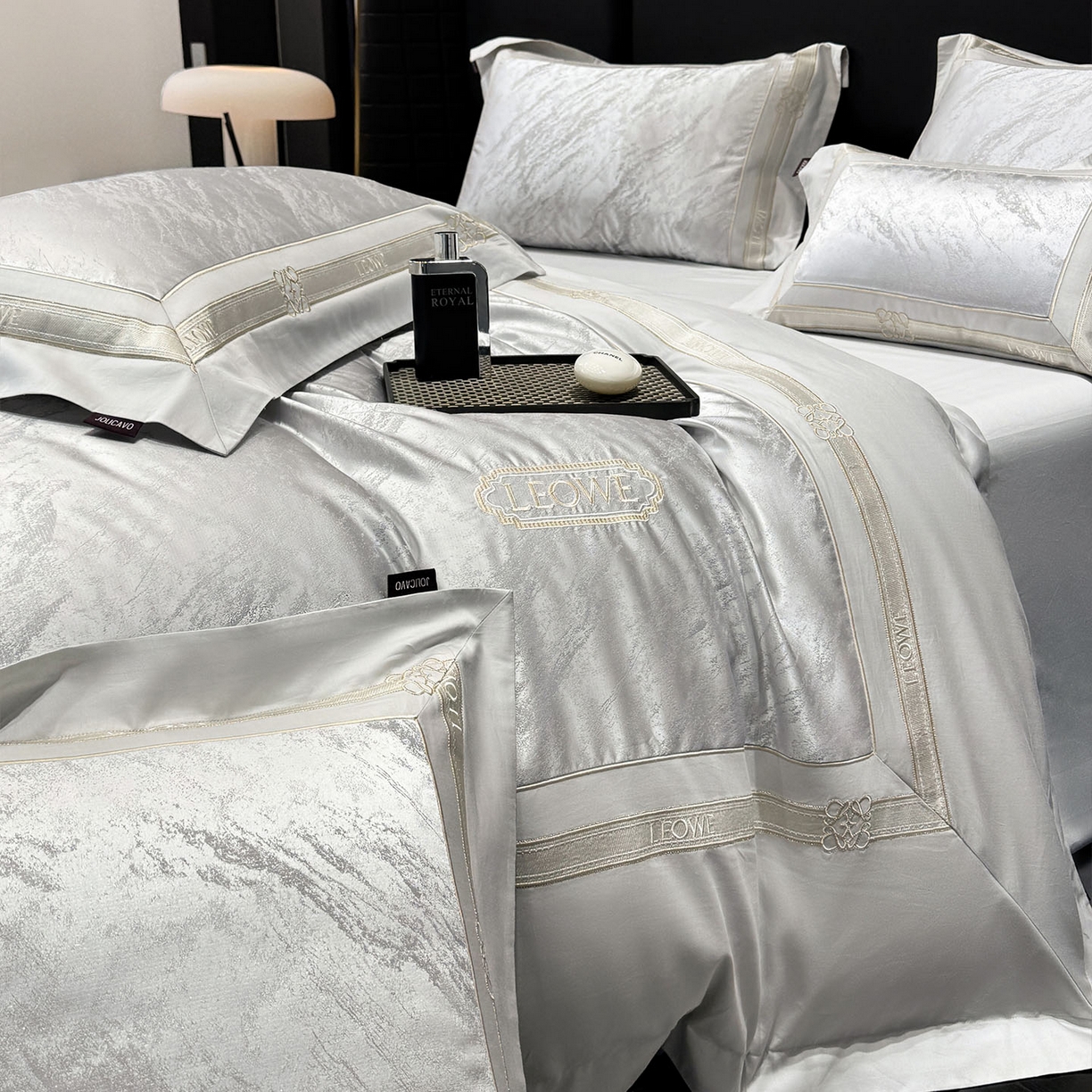 91家纺网 家纺一手货源 找家纺 （总）爱妮菲家纺 2026春夏新品高端A类贡缎提花长绒棉纯棉四件套100全棉提花被套床单床笠高级感床上用品-慕笙