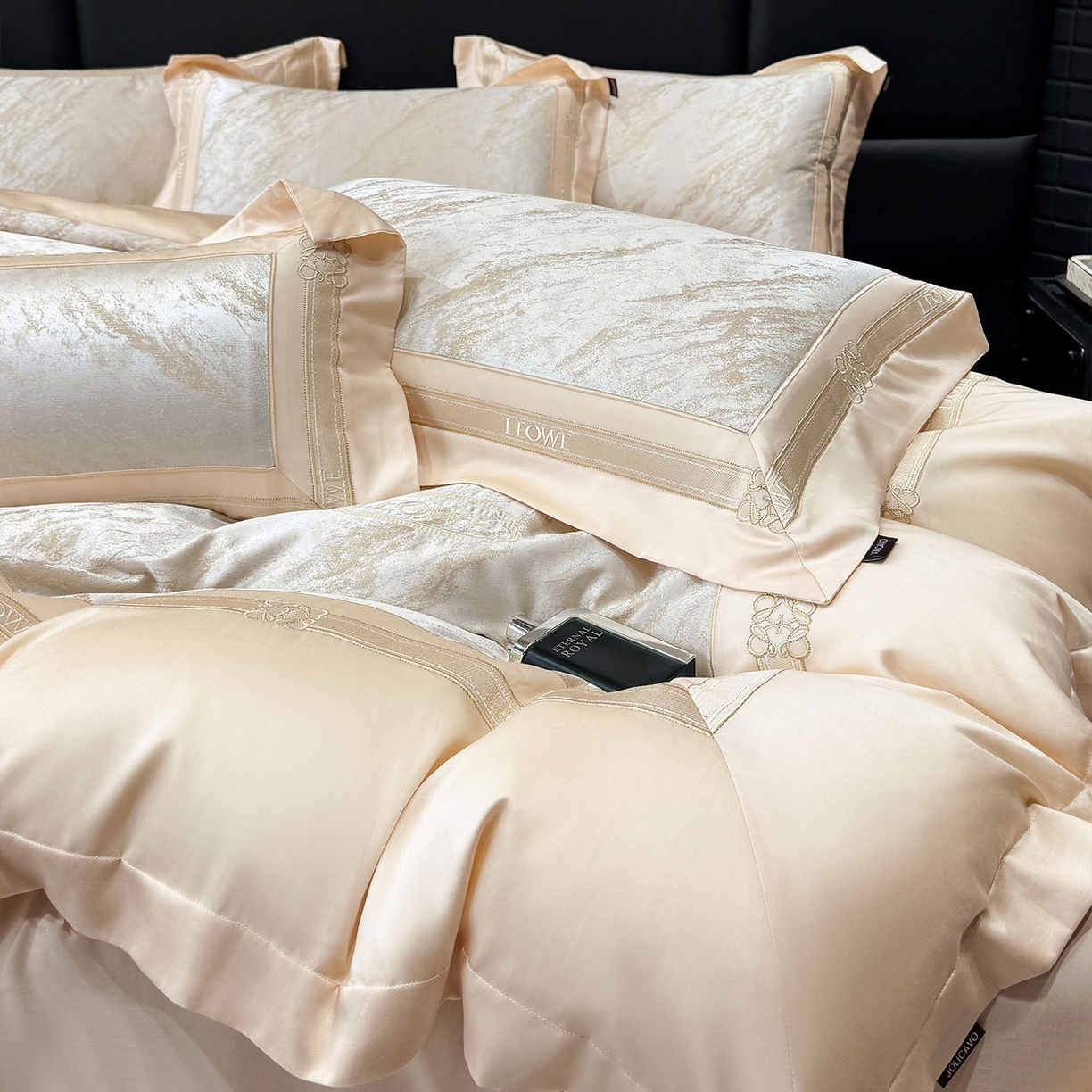 爱妮菲家纺 2026春夏新品高端A类贡缎提花长绒棉纯棉四件套100全棉提花被套床单床笠高级感床上用品-慕笙 慕笙-疏影金