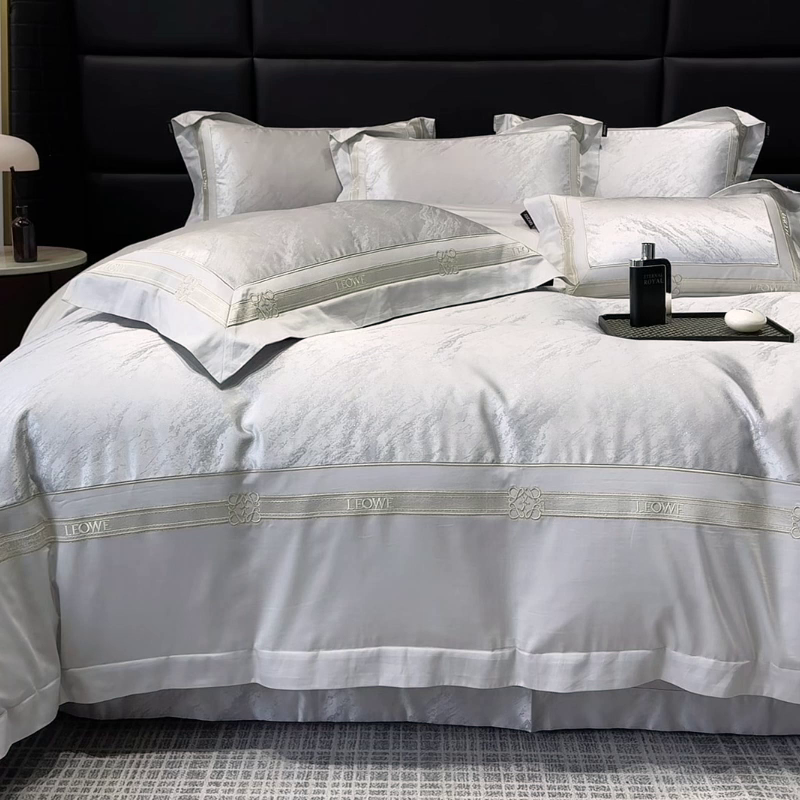 91家纺网 家纺一手货源 找家纺 （总）爱妮菲家纺 2026春夏新品高端A类贡缎提花长绒棉纯棉四件套100全棉提花被套床单床笠高级感床上用品-慕笙