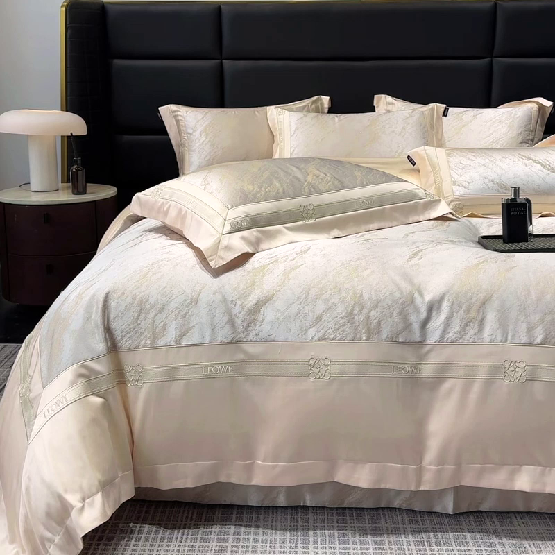 91家纺网 家纺一手货源 找家纺 爱妮菲家纺 2026春夏新品高端A类贡缎提花长绒棉纯棉四件套100全棉提花被套床单床笠高级感床上用品-慕笙 慕笙-疏影金