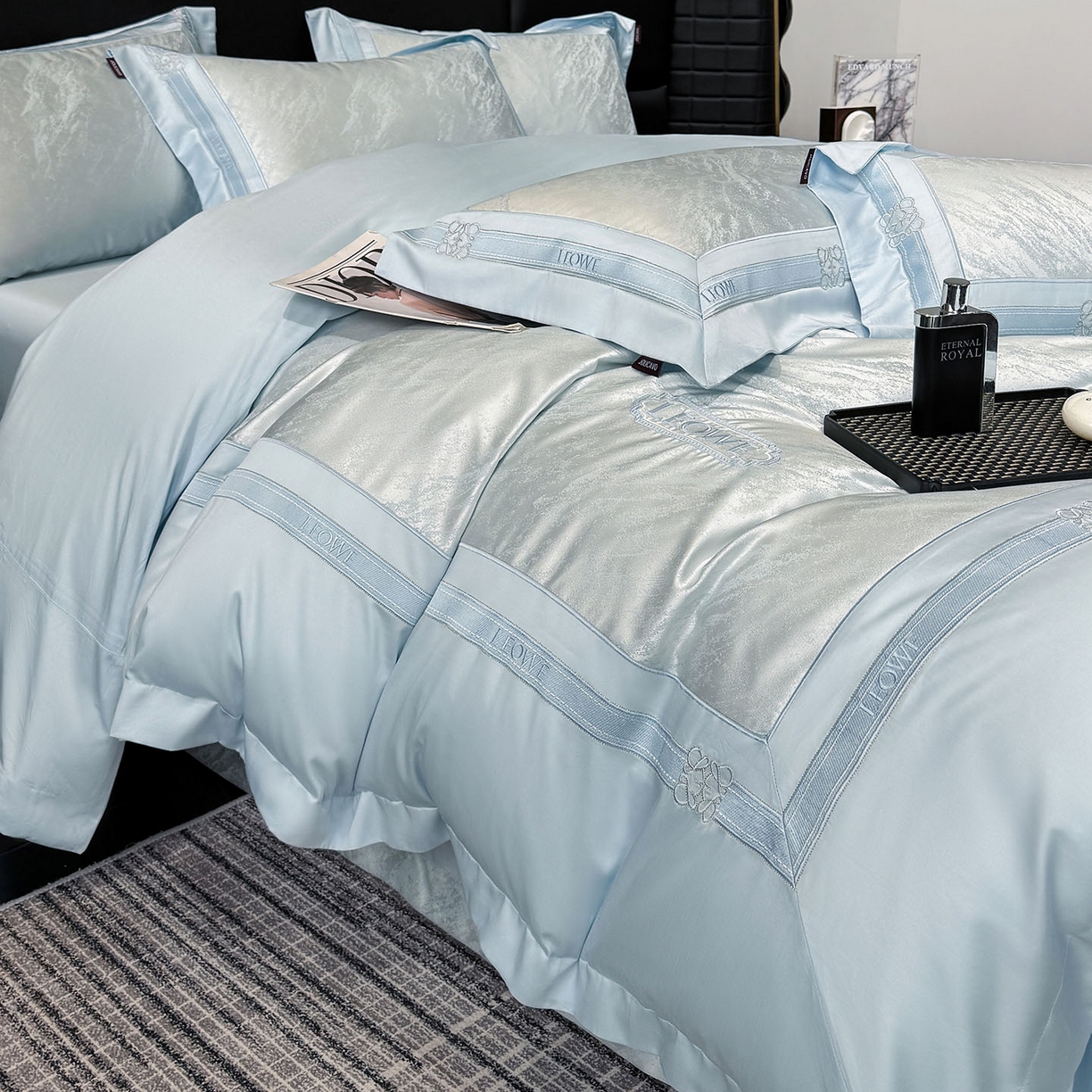 91家纺网 家纺一手货源 找家纺 （总）乔利卡沃 2026春夏新品高端A类贡缎提花长绒棉纯棉四件套100全棉提花被套床单床笠高级感床上用品-慕笙