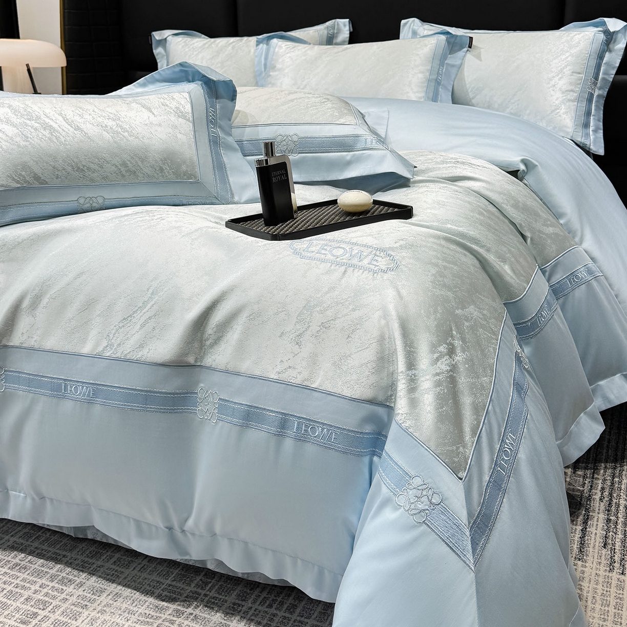 91家纺网 家纺一手货源 找家纺 （总）乔利卡沃 2026春夏新品高端A类贡缎提花长绒棉纯棉四件套100全棉提花被套床单床笠高级感床上用品-慕笙