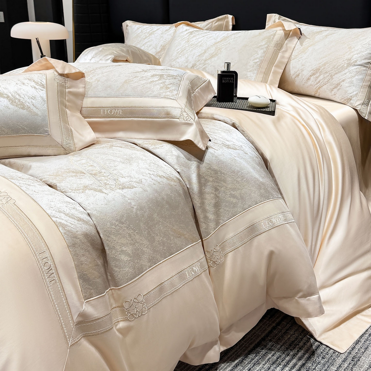 91家纺网 家纺一手货源 找家纺 （总）乔利卡沃 2026春夏新品高端A类贡缎提花长绒棉纯棉四件套100全棉提花被套床单床笠高级感床上用品-慕笙