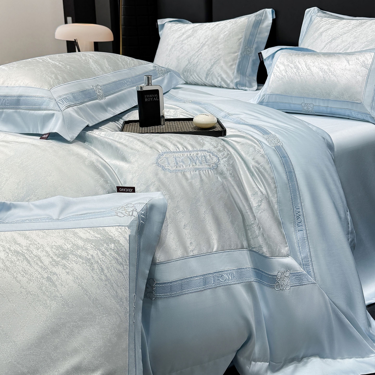 91家纺网 家纺一手货源 找家纺 （总）乔利卡沃 2026春夏新品高端A类贡缎提花长绒棉纯棉四件套100全棉提花被套床单床笠高级感床上用品-慕笙