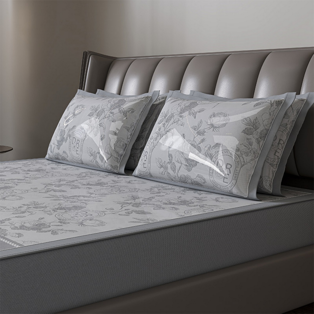 91家纺网 家纺一手货源 找家纺 （总）小牛席业 2026春夏新款【建模风格】双PE高凉感-盛世蔷薇凉感冰丝席（床笠款）