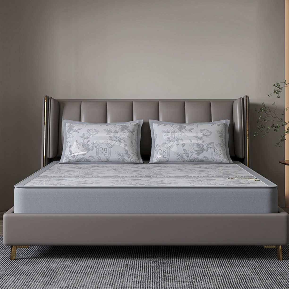 91家纺网 家纺一手货源 找家纺 （总）小牛席业 2026春夏新款【建模风格】双PE高凉感-盛世蔷薇凉感冰丝席（床笠款）