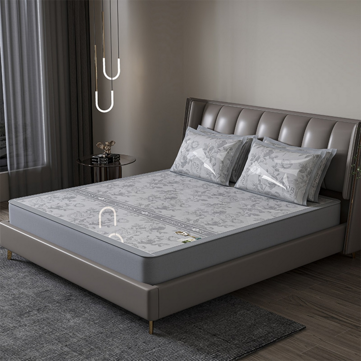 91家纺网 家纺一手货源 找家纺 （总）小牛席业 2026春夏新款【建模风格】双PE高凉感-盛世蔷薇凉感冰丝席（床笠款）