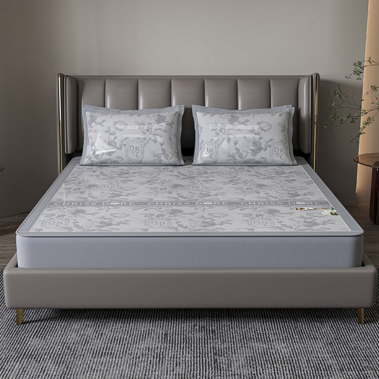 91家纺网 家纺一手货源 找家纺 （总）小牛席业 2026春夏新款【建模风格】双PE高凉感-盛世蔷薇凉感冰丝席（床笠款）