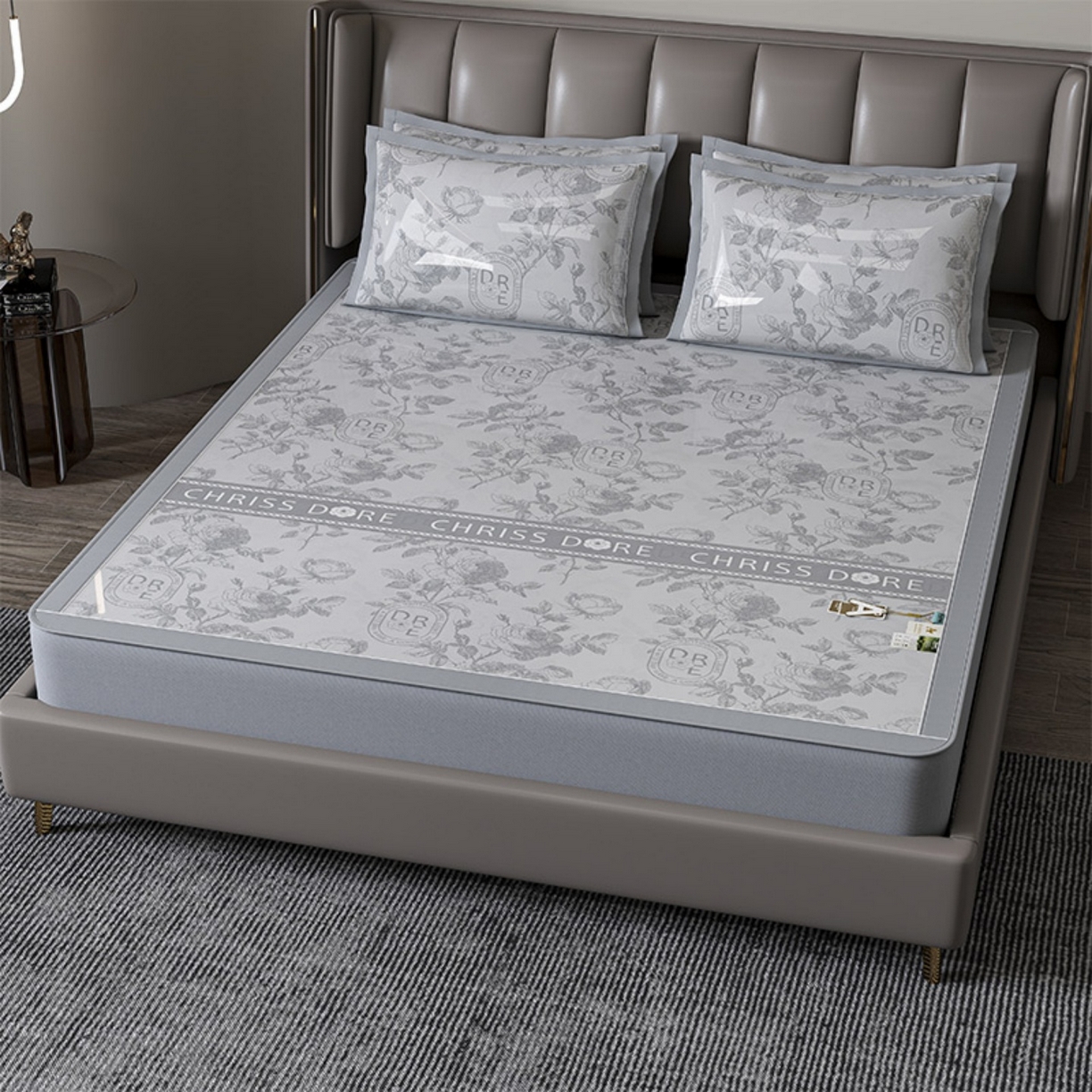 91家纺网 家纺一手货源 找家纺 （总）小牛席业 2026春夏新款【建模风格】双PE高凉感-盛世蔷薇凉感冰丝席（床笠款）