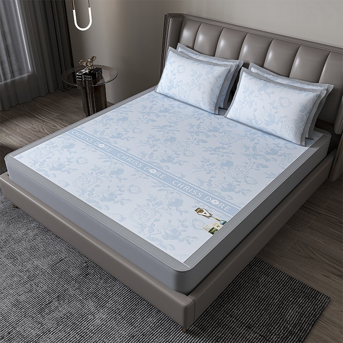 91家纺网 家纺一手货源 找家纺 （总）小牛席业 2026春夏新款【建模风格】双PE高凉感-盛世蔷薇凉感冰丝席（床笠款）