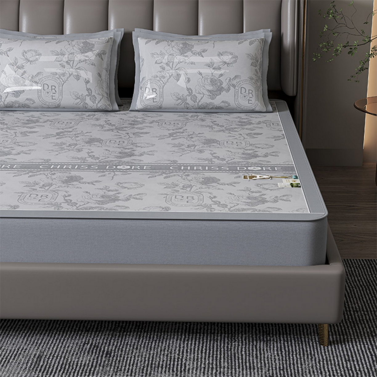 91家纺网 家纺一手货源 找家纺 （总）小牛席业 2026春夏新款【建模风格】双PE高凉感-盛世蔷薇凉感冰丝席（床笠款）