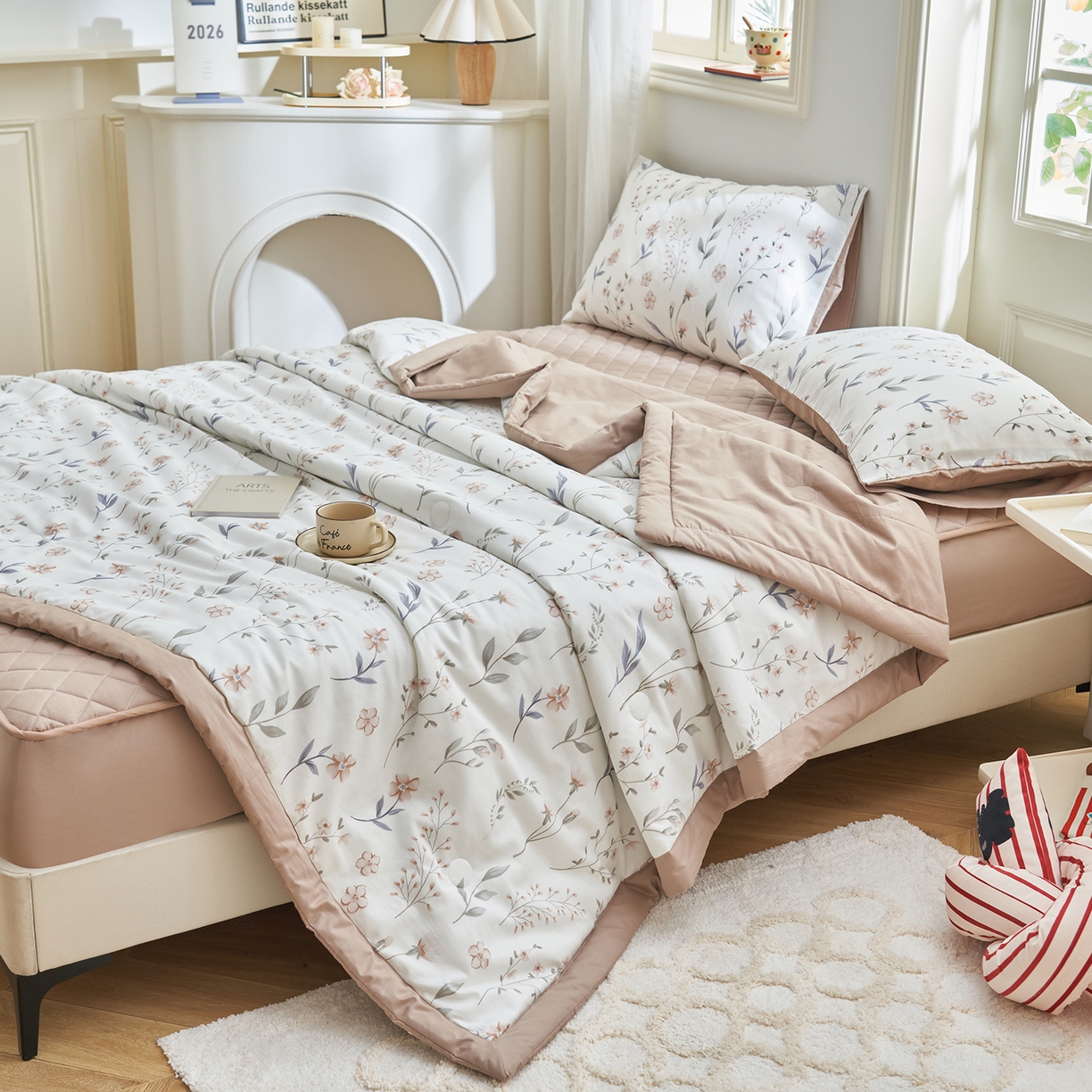 91家纺网 家纺一手货源 找家纺 吾诺家居 吾诺 2026新款 12868全棉印花棉花夏被四件套 全棉夏被四件套新疆棉花被 - 经典系列 清雅卡其