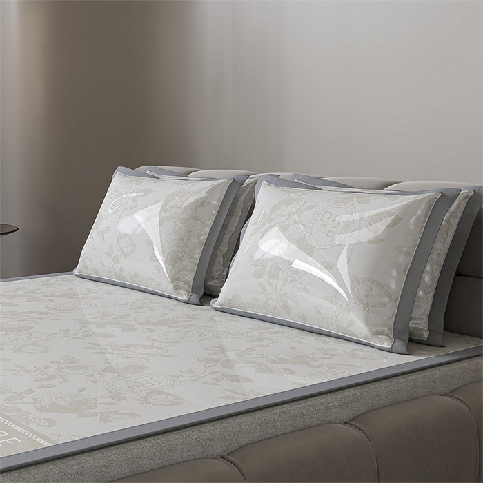 91家纺网 家纺一手货源 找家纺 小牛席业 2026春夏新款【建模风格】双PE高凉感-盛世蔷薇凉感冰丝席 盛世蔷薇-香槟