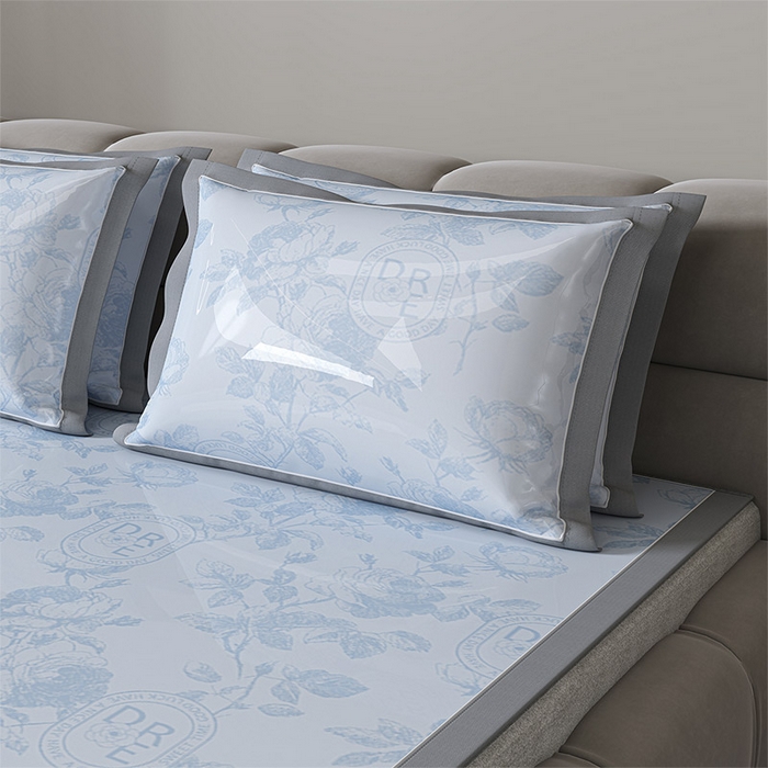 91家纺网 家纺一手货源 找家纺 小牛席业 2026春夏新款【建模风格】双PE高凉感-盛世蔷薇凉感冰丝席 盛世蔷薇-蓝色