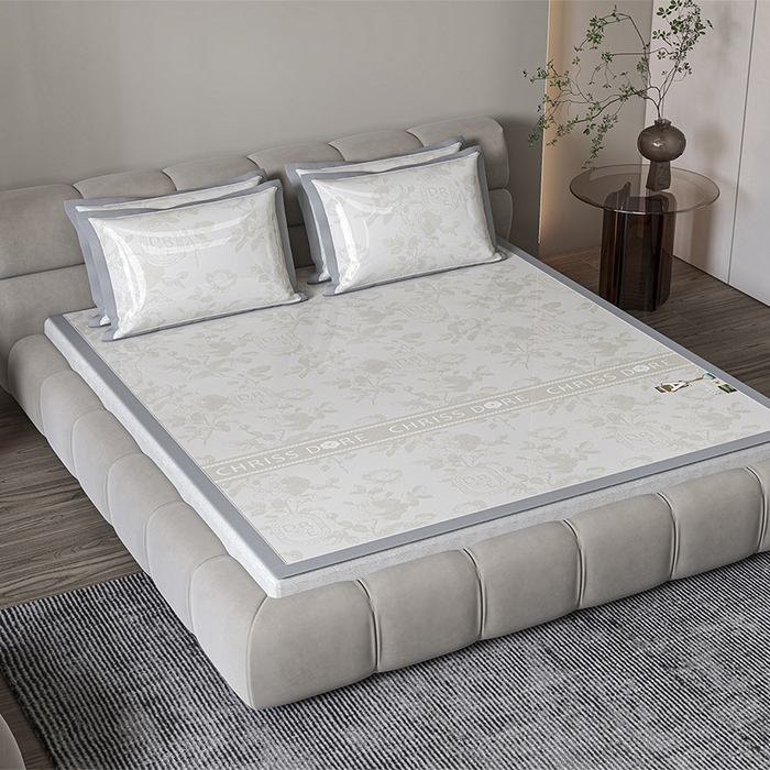 91家纺网 家纺一手货源 找家纺 小牛席业 2026春夏新款【建模风格】双PE高凉感-盛世蔷薇凉感冰丝席 盛世蔷薇-香槟