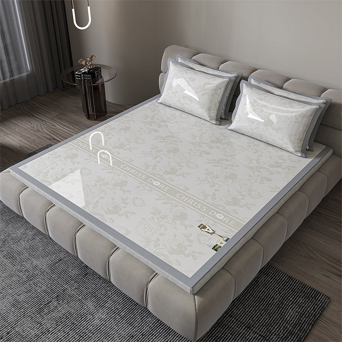 91家纺网 家纺一手货源 找家纺 小牛席业 2026春夏新款【建模风格】双PE高凉感-盛世蔷薇凉感冰丝席 盛世蔷薇-香槟