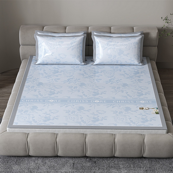 小牛席业 2026春夏新款【建模风格】双PE高凉感-盛世蔷薇凉感冰丝席 盛世蔷薇-蓝色