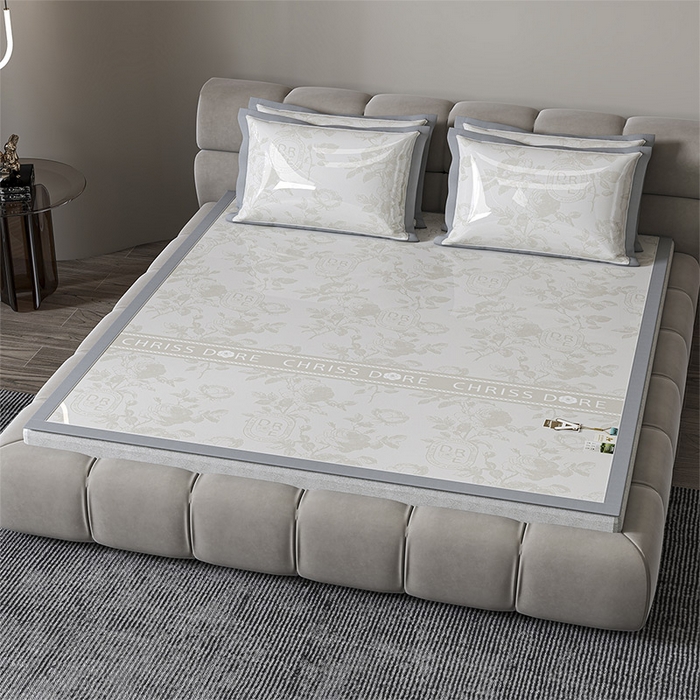 91家纺网 家纺一手货源 找家纺 小牛席业 2026春夏新款【建模风格】双PE高凉感-盛世蔷薇凉感冰丝席 盛世蔷薇-香槟