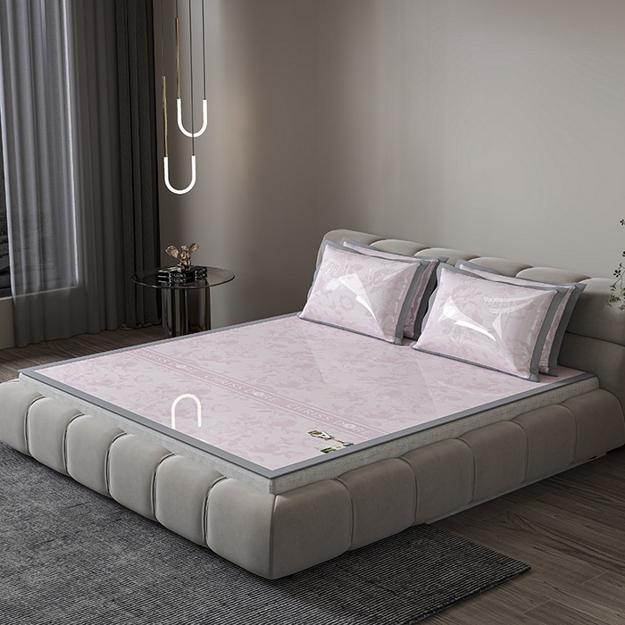 91家纺网 家纺一手货源 找家纺 小牛席业 2026春夏新款【建模风格】双PE高凉感-盛世蔷薇凉感冰丝席 盛世蔷薇-粉色