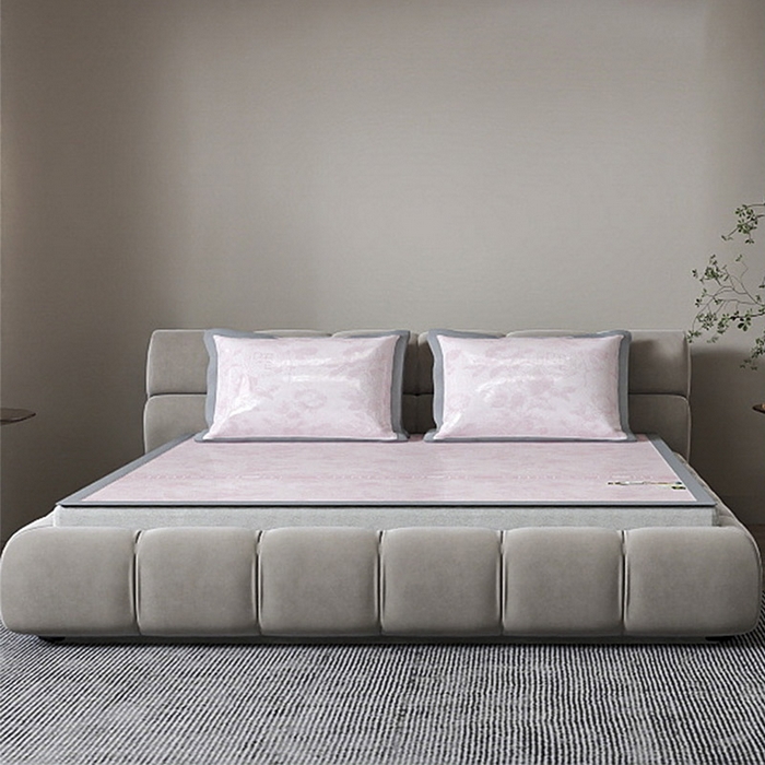 91家纺网 家纺一手货源 找家纺 小牛席业 2026春夏新款【建模风格】双PE高凉感-盛世蔷薇凉感冰丝席 盛世蔷薇-粉色