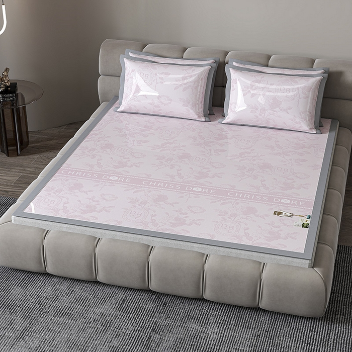 91家纺网 家纺一手货源 找家纺 小牛席业 2026春夏新款【建模风格】双PE高凉感-盛世蔷薇凉感冰丝席 盛世蔷薇-粉色