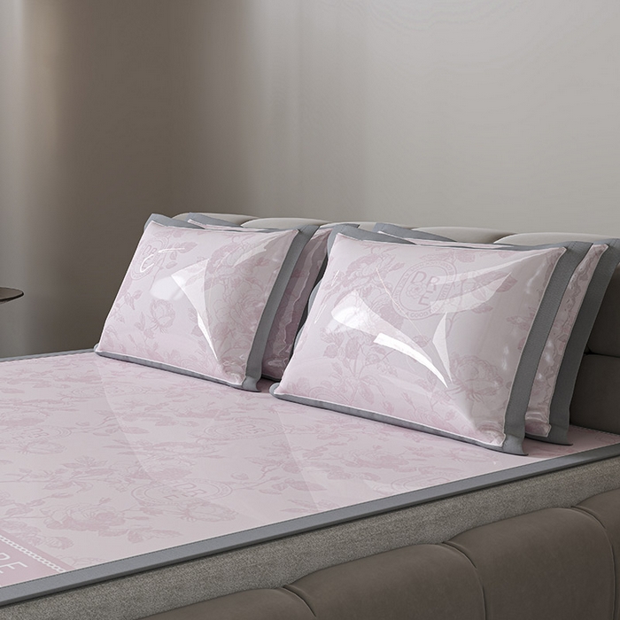 91家纺网 家纺一手货源 找家纺 小牛席业 2026春夏新款【建模风格】双PE高凉感-盛世蔷薇凉感冰丝席 盛世蔷薇-粉色