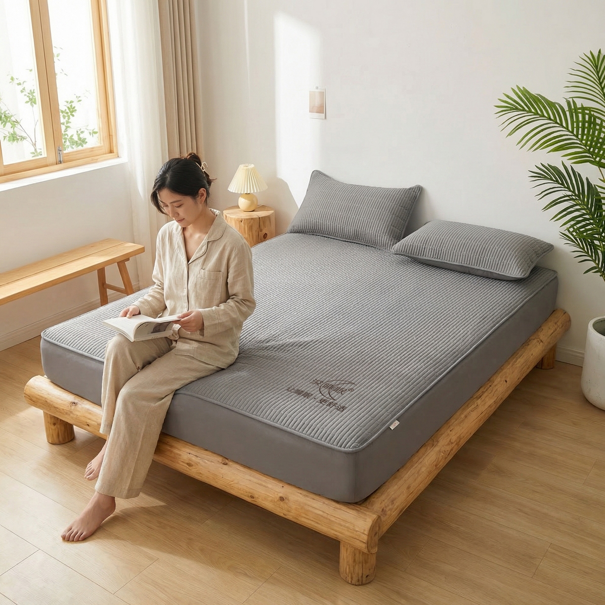 91家纺网 家纺一手货源 找家纺 邵依家纺 2026新款A类亲肤纯棉床笠系列-深睡眠 深睡眠-石墨灰