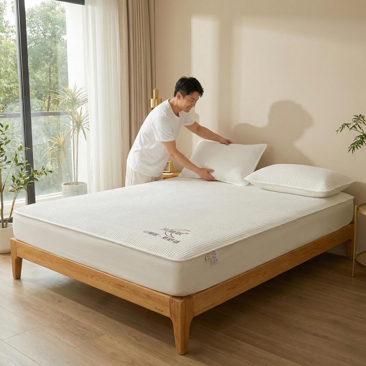 91家纺网 家纺一手货源 找家纺 邵依家纺 2026新款A类亲肤纯棉床笠系列-深睡眠 深睡眠-珍珠白