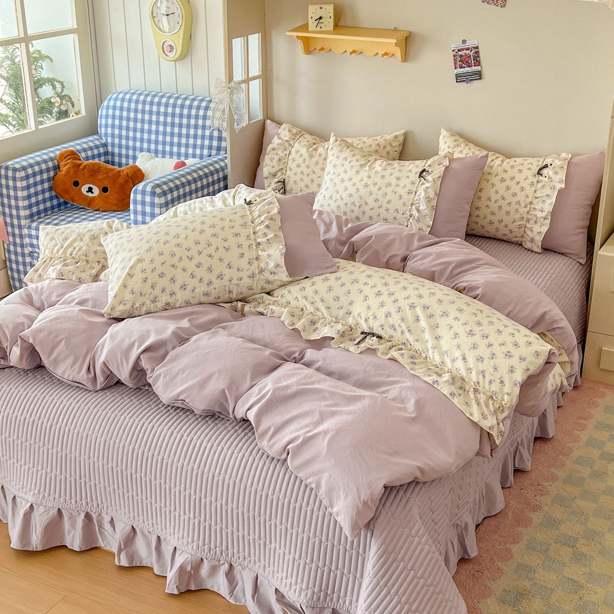 91家纺网 家纺一手货源 找家纺 （总）美梦家纺 2026新款高克重全棉花边云感棉床盖四件套