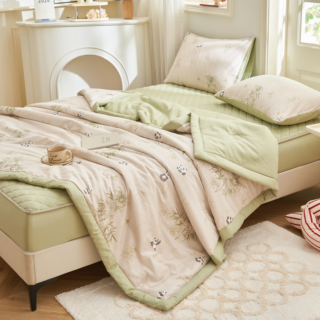 91家纺网 家纺一手货源 找家纺 吾诺家居 吾诺 2026新款 12868全棉印花棉花夏被四件套 全棉夏被四件套新疆棉花被 - 经典系列 熊猫仔仔