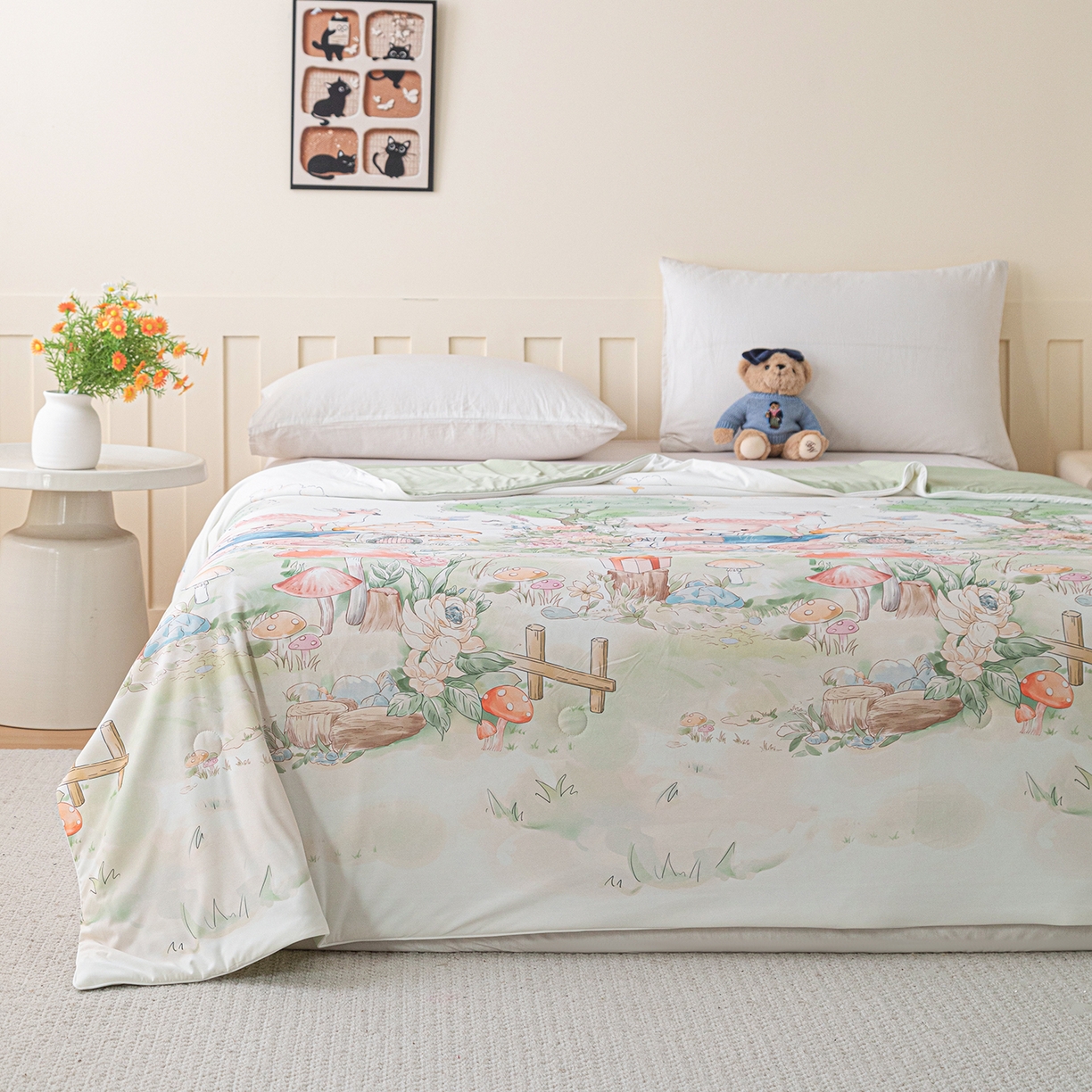 91家纺网 家纺一手货源 找家纺 亿莱鑫 2026新款数码印花凉感丝夏被 奇幻森林