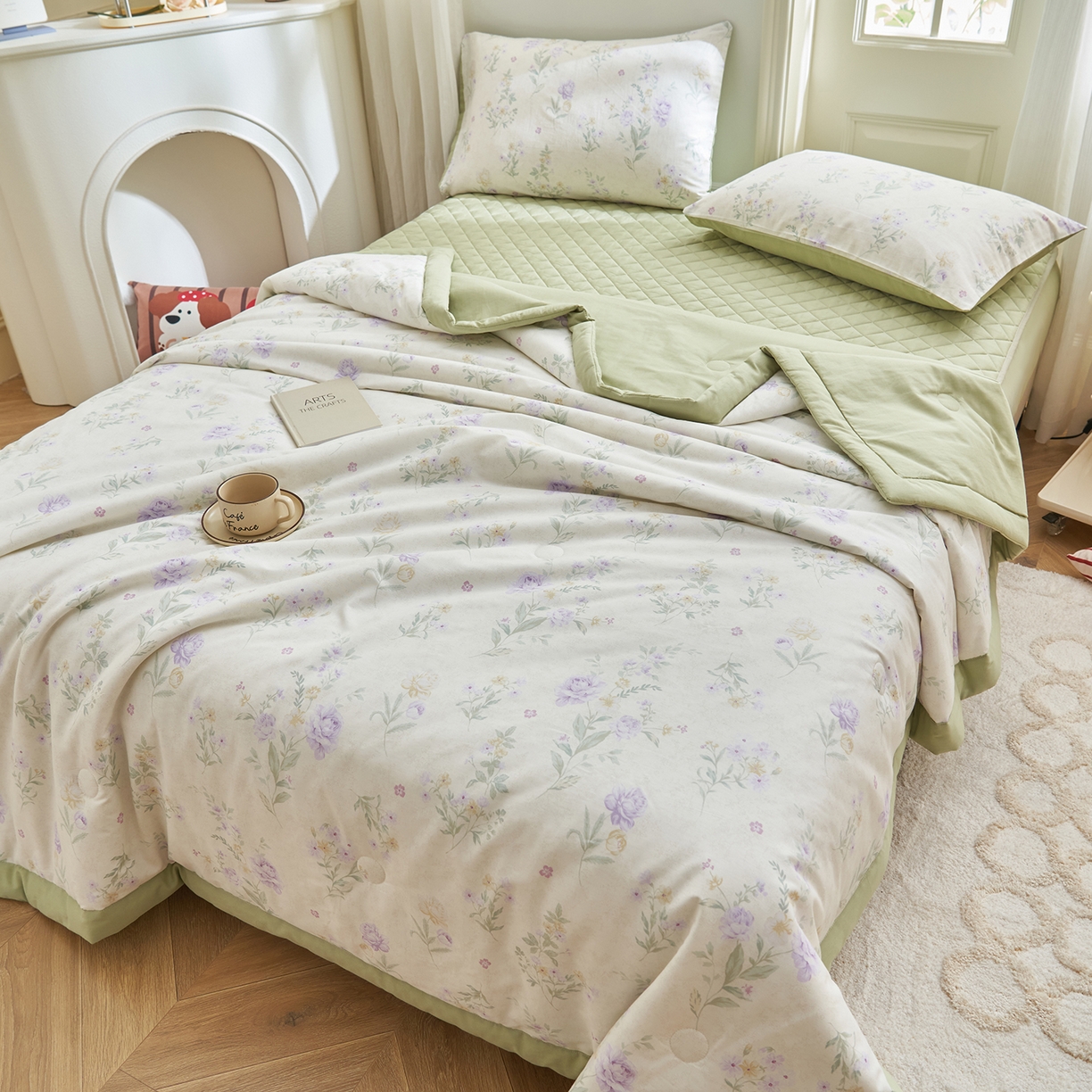 91家纺网 家纺一手货源 找家纺 吾诺家居 吾诺 2026新款 12868全棉印花棉花夏被四件套 全棉夏被四件套新疆棉花被 - 经典系列 紫苑花影