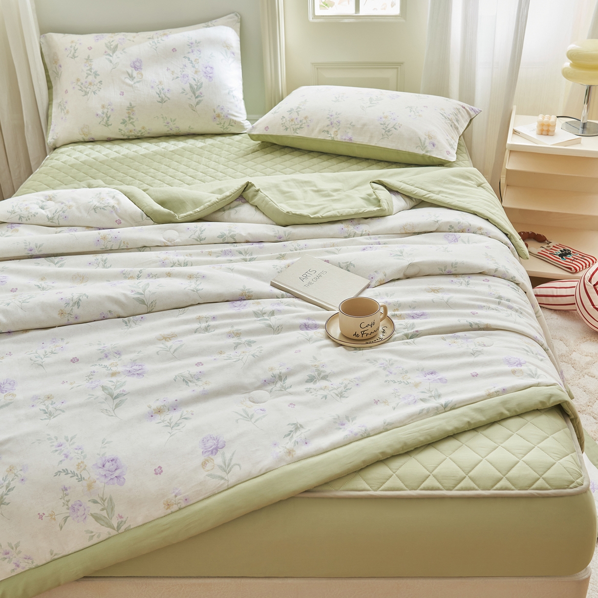 91家纺网 家纺一手货源 找家纺 吾诺家居 吾诺 2026新款 12868全棉印花棉花夏被四件套 全棉夏被四件套新疆棉花被 - 经典系列 紫苑花影