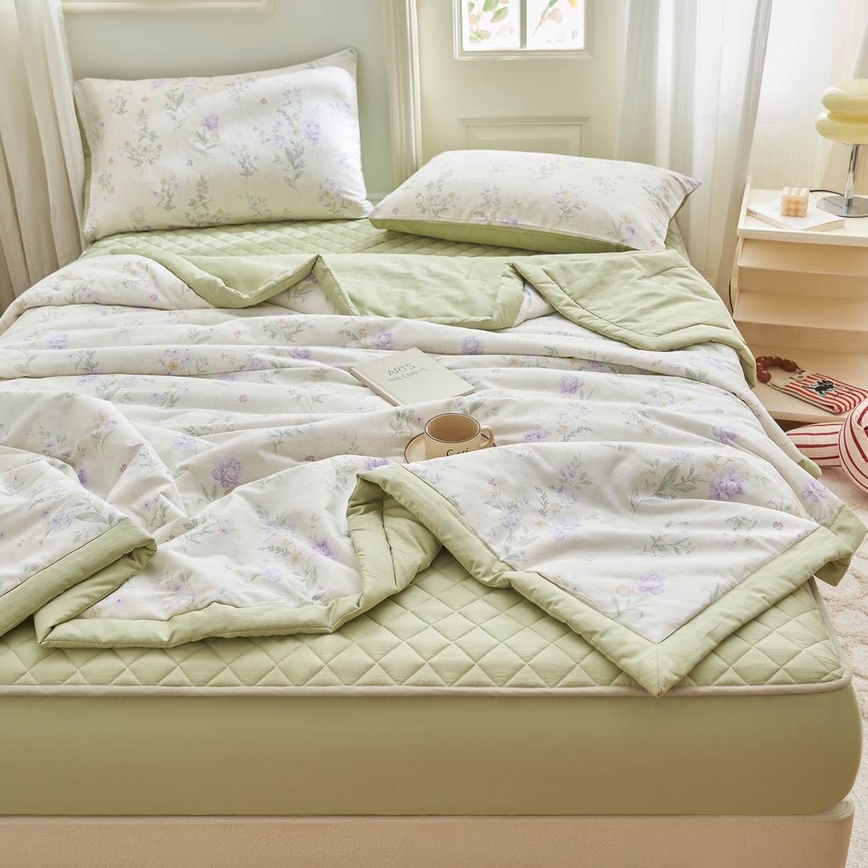 91家纺网 家纺一手货源 找家纺 吾诺家居 吾诺 2026新款 12868全棉印花棉花夏被四件套 全棉夏被四件套新疆棉花被 - 经典系列 紫苑花影