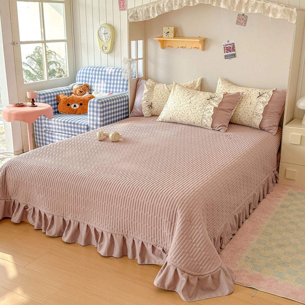 91家纺网 家纺一手货源 找家纺 美梦家纺 2026春夏新款加厚云感棉床盖四件套 憧憬