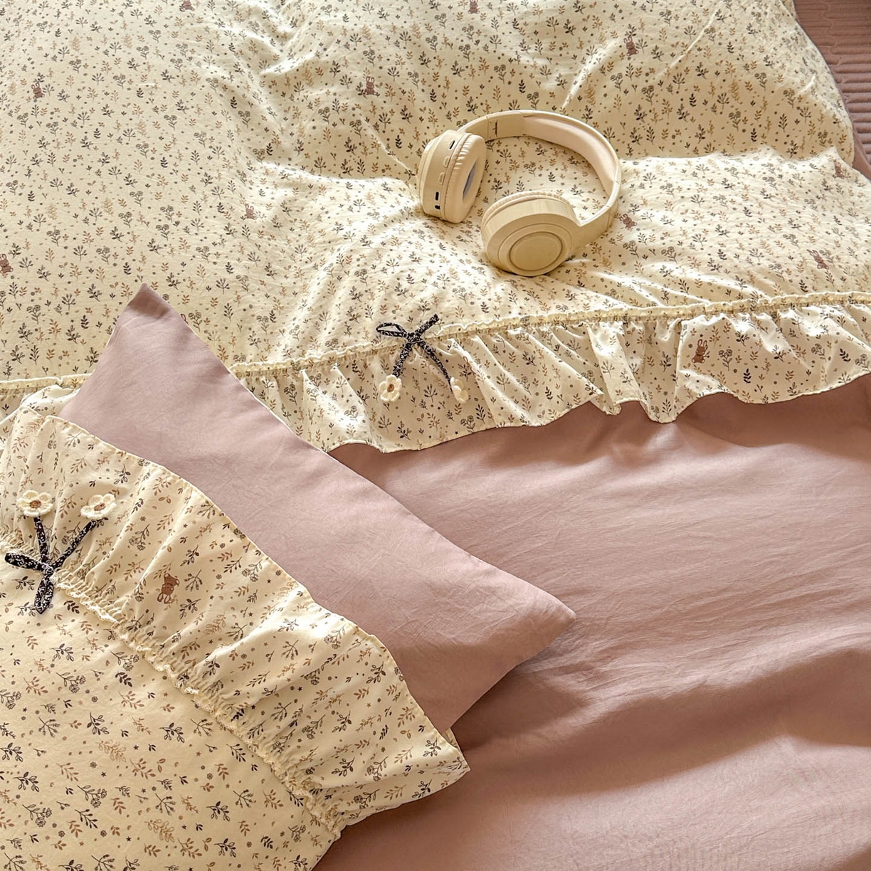 91家纺网 家纺一手货源 找家纺 美梦家纺 2026春夏新款加厚云感棉床盖四件套 憧憬