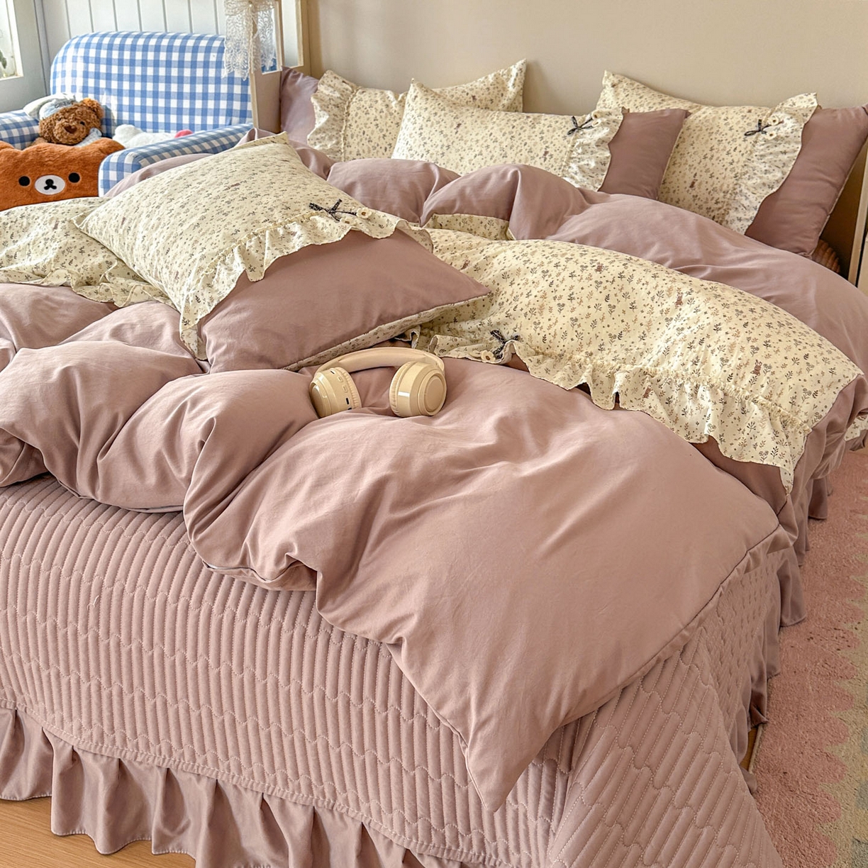 91家纺网 家纺一手货源 找家纺 美梦家纺 2026春夏新款加厚云感棉床盖四件套 憧憬