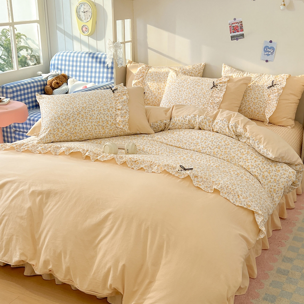 91家纺网 家纺一手货源 找家纺 美梦家纺 2026春夏新款加厚云感棉床盖四件套 花影