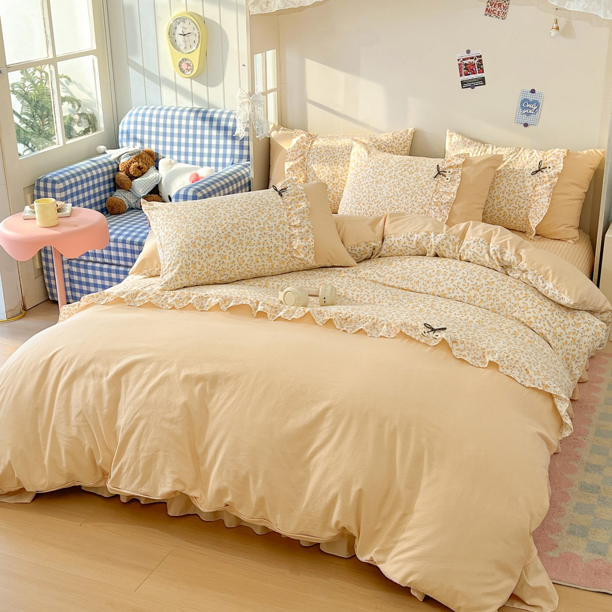 91家纺网 家纺一手货源 找家纺 美梦家纺 2026春夏新款加厚云感棉床盖四件套 花影