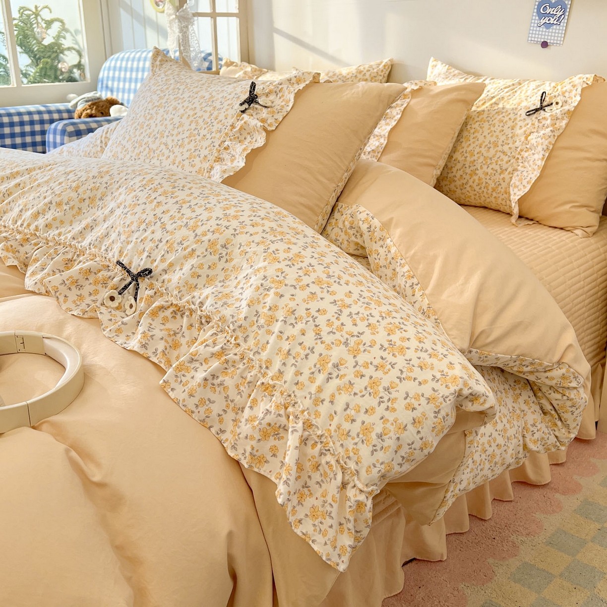 91家纺网 家纺一手货源 找家纺 美梦家纺 2026春夏新款加厚云感棉床盖四件套 花影