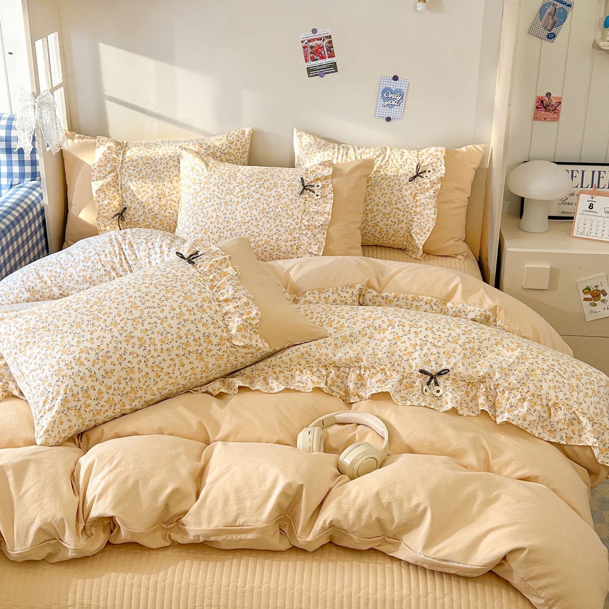 91家纺网 家纺一手货源 找家纺 美梦家纺 2026春夏新款加厚云感棉床盖四件套 花影