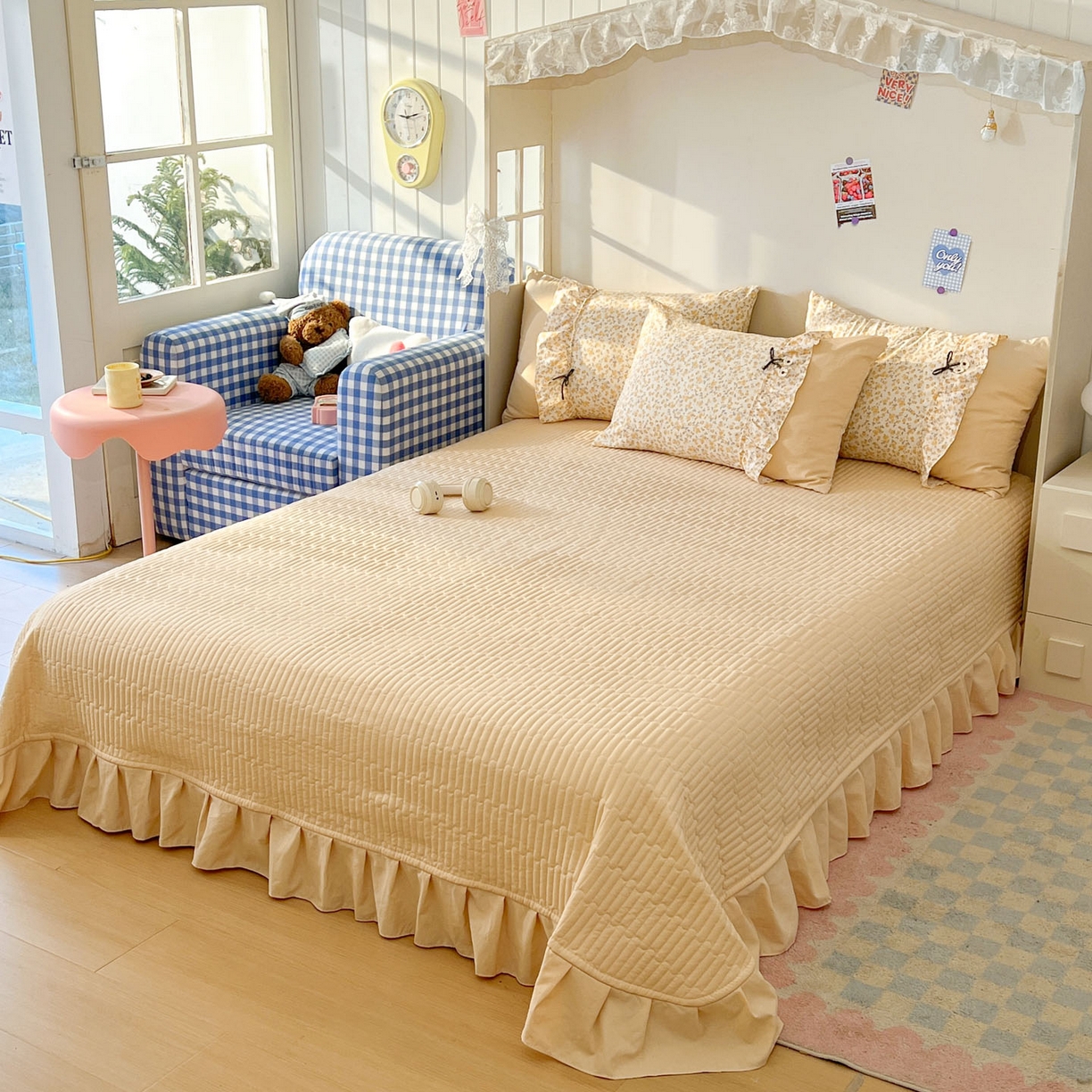 91家纺网 家纺一手货源 找家纺 美梦家纺 2026春夏新款加厚云感棉床盖四件套 花影