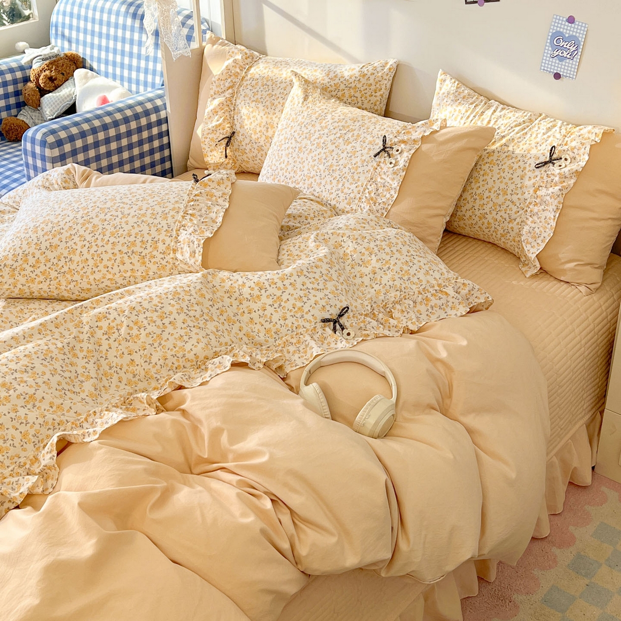 91家纺网 家纺一手货源 找家纺 美梦家纺 2026春夏新款加厚云感棉床盖四件套 花影