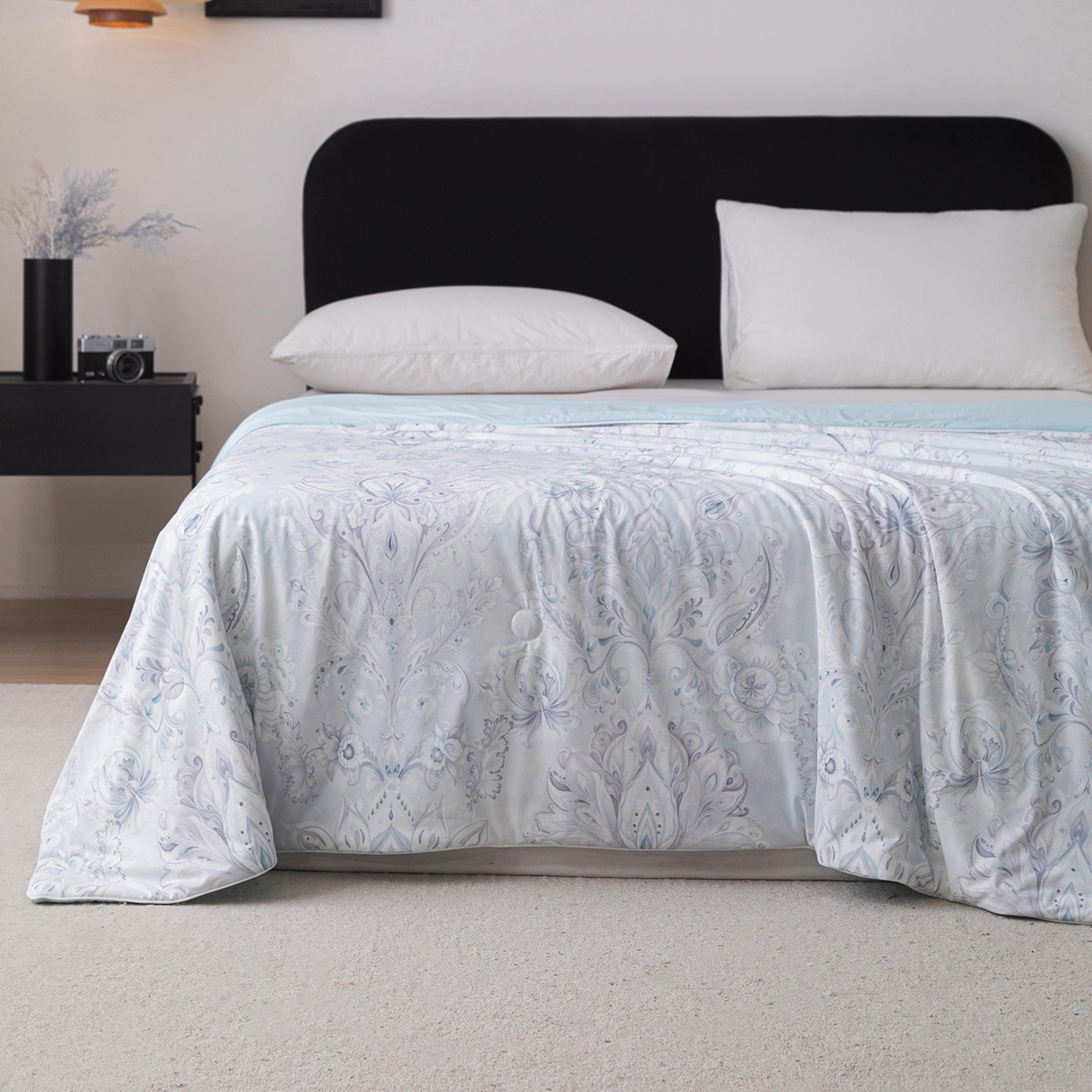 91家纺网 家纺一手货源 找家纺 亿莱鑫 2026新款数码印花凉感丝夏被 印象派-蓝