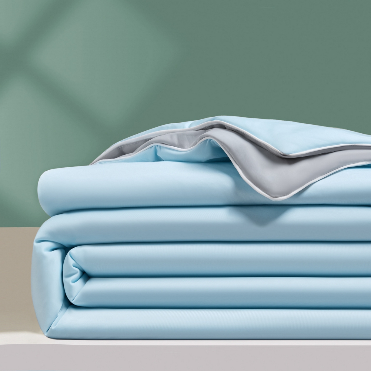 91家纺网 家纺一手货源 找家纺 吾诺家居 2026新款冰爽系列-凉感丝夏被四件套 冰蓝