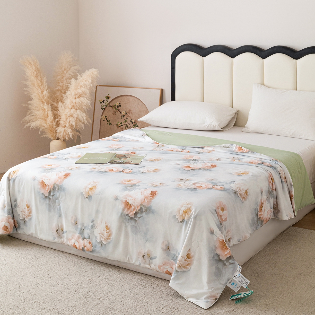 91家纺网 家纺一手货源 找家纺 亿莱鑫 2026新款数码印花凉感丝夏被 繁花锦杏