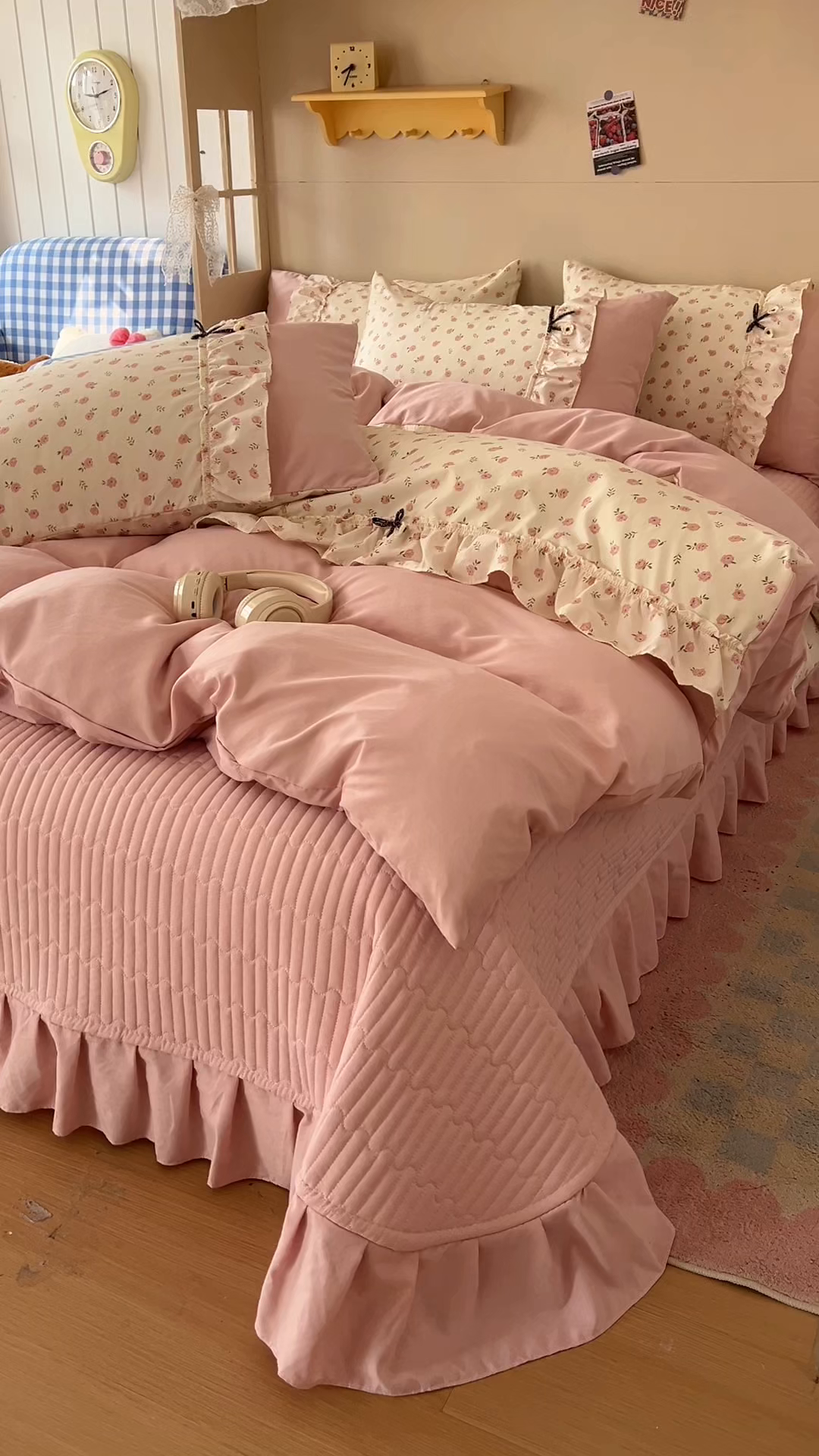 91家纺网 家纺一手货源 找家纺 美梦家纺 2026春夏新款加厚云感棉床盖四件套 小玫瑰