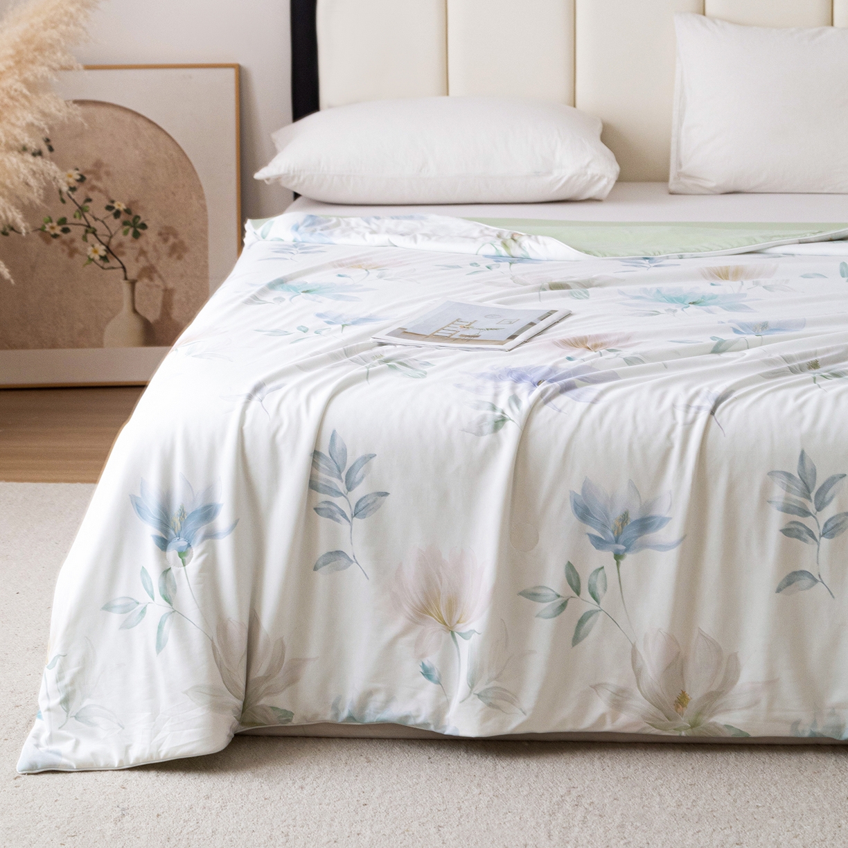 91家纺网 家纺一手货源 找家纺 亿莱鑫 2026新款数码印花凉感丝夏被 花璀璨