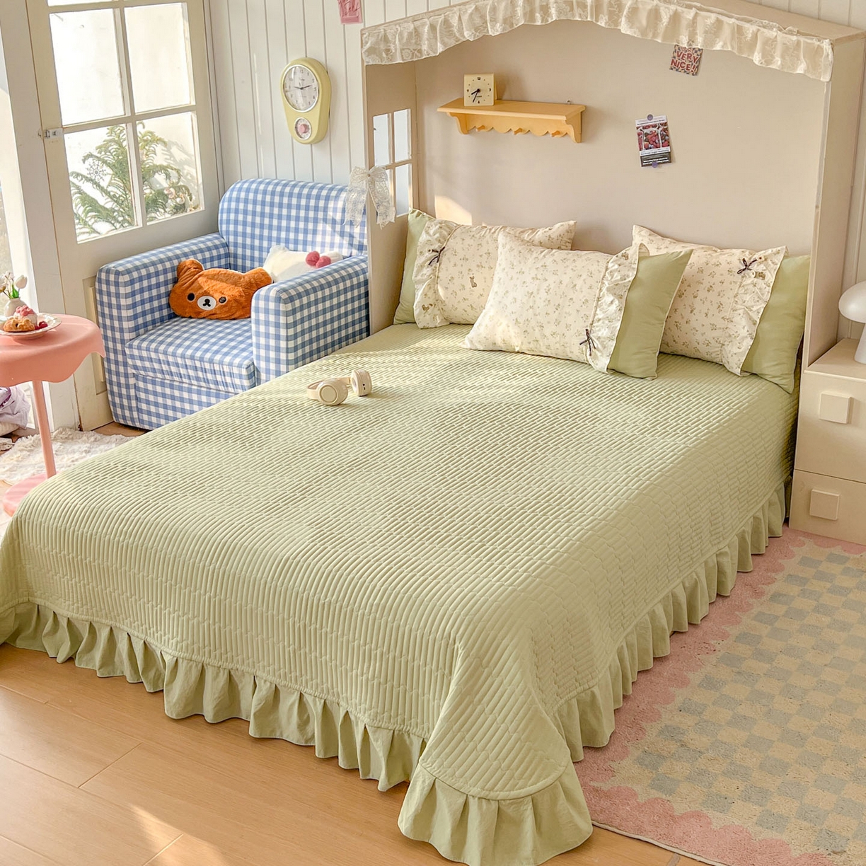 91家纺网 家纺一手货源 找家纺 美梦家纺 2026春夏新款加厚云感棉床盖四件套 叶初开